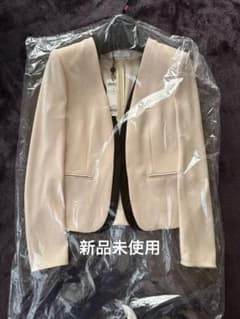 新品未使用】【ベイジ】ノーカラージャケット サイズ4 ピンクベージュ