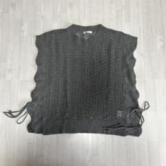3L ニットベスト グレー レースアップ サイドリボン 大きいサイズのサムネイル