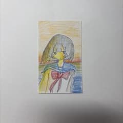 手描き　アナログイラスト　女の子　夕陽のサムネイル