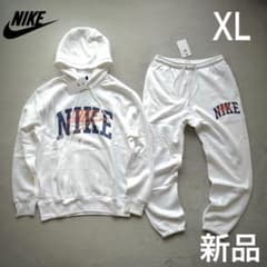 NIKE 刺繍ロゴ ナイロンエナメルベースボールシャツ Lサイズ白160cm新品 XLサイズ】新品未使用 ナイキ上下セットアップ 白✖︎オレンジ ロゴ