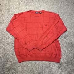 IZOD オレンジ チェック柄 ニット・セーター - メルカリ