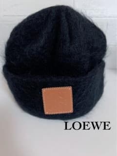 ロエベ　LOEWE ニット帽　黒　ブラック　モヘヤ50%ウール18% ロエベ LOEWE ニット帽 黒 ブラック モヘヤ50%ウール18% - メルカリ