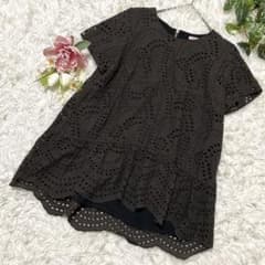 Rose Tiara ローズティアラ 42カットワークレースチュニックブラウス黒 
