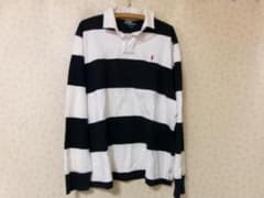 101555 Polo by ラルフローレン 長袖ポロシャツ 白x黒ボーダー - メルカリ