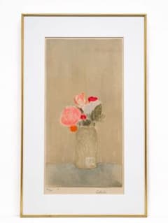 カトラン 真作 リトグラフ 花 額装　版画　美術品　柔らかく繊細な美しさ カトラン 真作 リトグラフ 花 額装 版画 美術品 柔らかく繊細な美しさ
