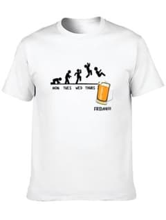 ビール プリント Tシャツ ホワイト 半袖のサムネイル