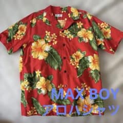MAX BOY アロハシャツ レッド系 ハイビスカス柄のサムネイル