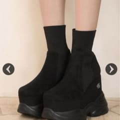 ミシェルマカロン ソックスライク厚底ブーツLサイズ 黒 - メルカリ