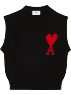 Ami Paris アミパリス ニットベスト　黒　完売品　激レアコムドットやまと Ami Paris アミパリス ニットベスト 黒 完売品 激レアコムドットやまと