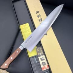 ☆新品送料込お買得☆郷右馬允義弘日本鋼牛刀包丁330mm口金付金箱入尺