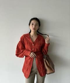 CLANE SHEER CHECK TUCK WAIST BLOUSE クラネのサムネイル