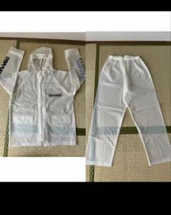 雨具 レインコート上下セット ホワイト Sサイズ 透明PVC 軽量 防水のサムネイル