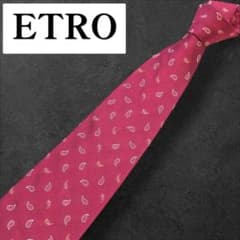ETRO 에트로 넥타이 페이즐리 총 무늬 레드 실크 자카드 자수