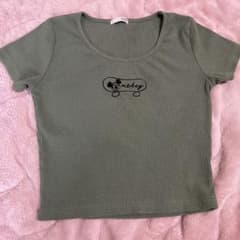 GYDA Disney ミッキー 半袖 リブTシャツ カーキのサムネイル