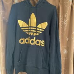 adidas アディダス パーカー ブラック ゴールド トレフォイル フーディーのサムネイル