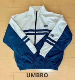 オールドアンブロ UMBRO ナイロンジャケット M ホワイト/ネイビー
