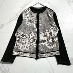 極美品✨LEONARD レオナール カーディガン レース柄 シルク混 M 黒