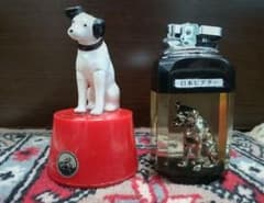 日本ビクター 犬 ニッパー犬 貯金箱＆ライター 置物 - メルカリ