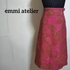 【emmi atelier】ジャガード花柄タイトスカート ピンク ブラウン 0のサムネイル