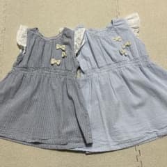 ストライプ リボン付き ノースリーブワンピース 95cmのサムネイル