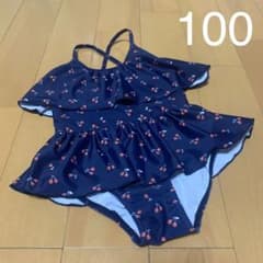 水着 さくらんぼ柄 ネイビー サイズ100のサムネイル
