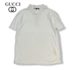 【美品】　GUCCI 長袖ポロシャツ ホワイト 国内正規品 イタリア製 GUCCI グッチ コットン ポロシャツ ホワイト S