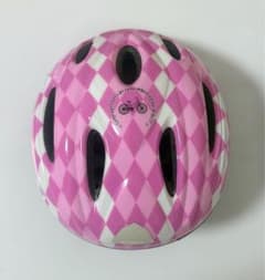 子供用自転車ヘルメット ピンク チェック柄のサムネイル
