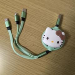 新品！！ハローキティ 3in1充電 充電ケーブル ミントグリーンのサムネイル
