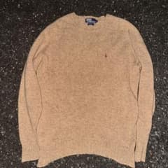 Polo by Ralph Lauren ウールニット ベージュ 刺繍ロゴ 古着のサムネイル