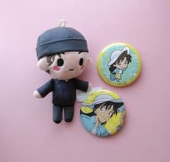 名探偵コナン　赤井秀一　kayou ぬいぐるみ　マスコット　缶バッジ　まとめ売り 名探偵コナン 赤井秀一 ぬいぐるみストラップ 毛利蘭 缶バッジ 一番