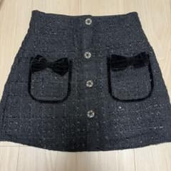 GRL ツイード ミニスカート リボン ブラック Mのサムネイル