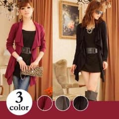 2枚重ねベルト付カットソー/トップス全3色★のサムネイル
