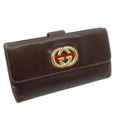 Gucci グッチ 長財布 インターロッキングG シェリーライン ブラウン