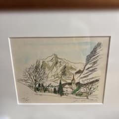 水彩画 風景画 サイン入り 木製フレーム 風景水彩画 木製フレーム付き - メルカリ