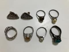 Silver accessories including rings and earrings (with SILVER markings) - Vintage Collection
