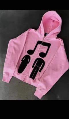 archive opium y2k 音符と人型プリントのピンクパーカー