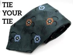 TIEYOURTIE タイユアタイ セッテピエゲ フラワー柄 グリーン ネクタイ