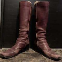 【最終値下げ★3月処分】ロングブーツ　ワインレッド　23.5cm 本革のサムネイル