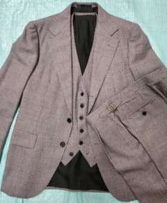新品未使用サンプル HIDEAKI SATO 48 スリーピーススーツ 千鳥格子 