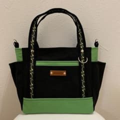 帆布　グリーン　ハンドメイド　トートバッグのサムネイル