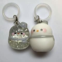 雪だるま めじるしキーホルダー 2個セット グレーのサムネイル