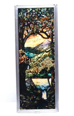 夢の国へ向かう月のボート ヴィンテージ ステンドグラス ヒュー