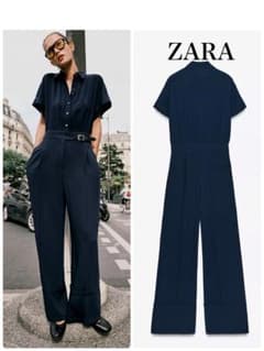 ZARA クレープジャンプスーツ 半袖 - メルカリ
