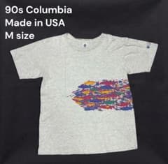 90s USA製コロンビア ヴィンテージ フィッシングTシャツ 魚群 霜降り Mのサムネイル