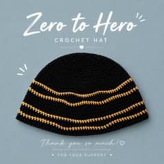 クラッシャーハット クロシェハット ブラック×ゴールド 高さ20 ゆったりめのサムネイル