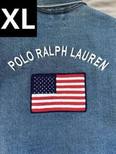 (XL)ポロバイラルフローレン　デニムジャケット　アメリカ国旗のサムネイル