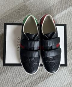 GUCCI ブラック レザー スニーカー ベルクロのサムネイル