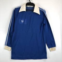 70s 80s デサントアディダス ゲームシャツ ブルー 長袖 L ADS-24