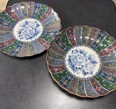 古伊万里風色絵大皿3枚セット約32cm約38cm 九谷焼風 飾り皿 盛皿 和食器 古伊万里風色絵大皿3枚セット約32cm約38cm 九谷焼風 飾り皿 盛皿 和
