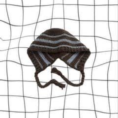 バラクラバ　耳当て付き　ニット帽　かぎ編み　ハンドメイド　ブラウン　ライトブルーのサムネイル